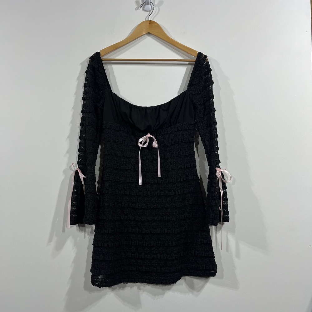 Fashion Nova NWT Lace Dress Coquette Flare Sleeve Medium Fairy Grunge Whimsigoth